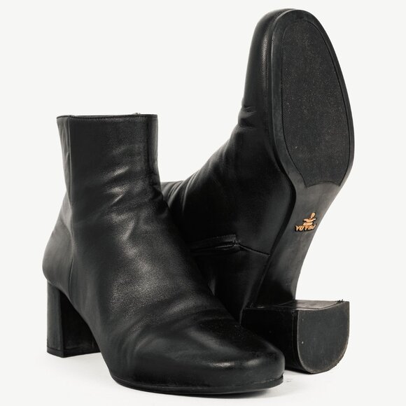 Prada Black Leather Block-Heel Ankle Boots - Picture 4 of 10